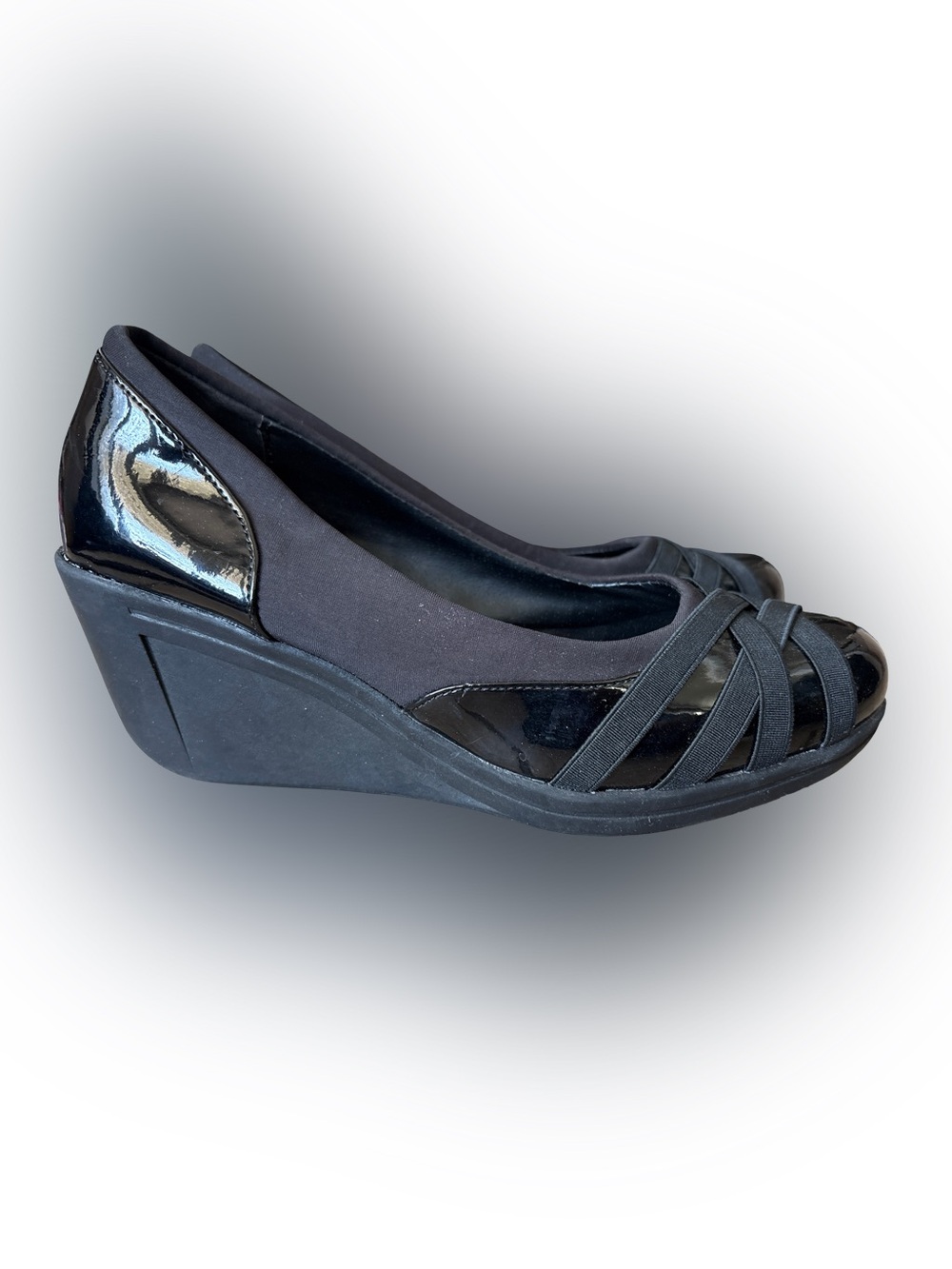 Kenneth Cole Reaction Black Rubber Wedge Dress Shoes - size 7